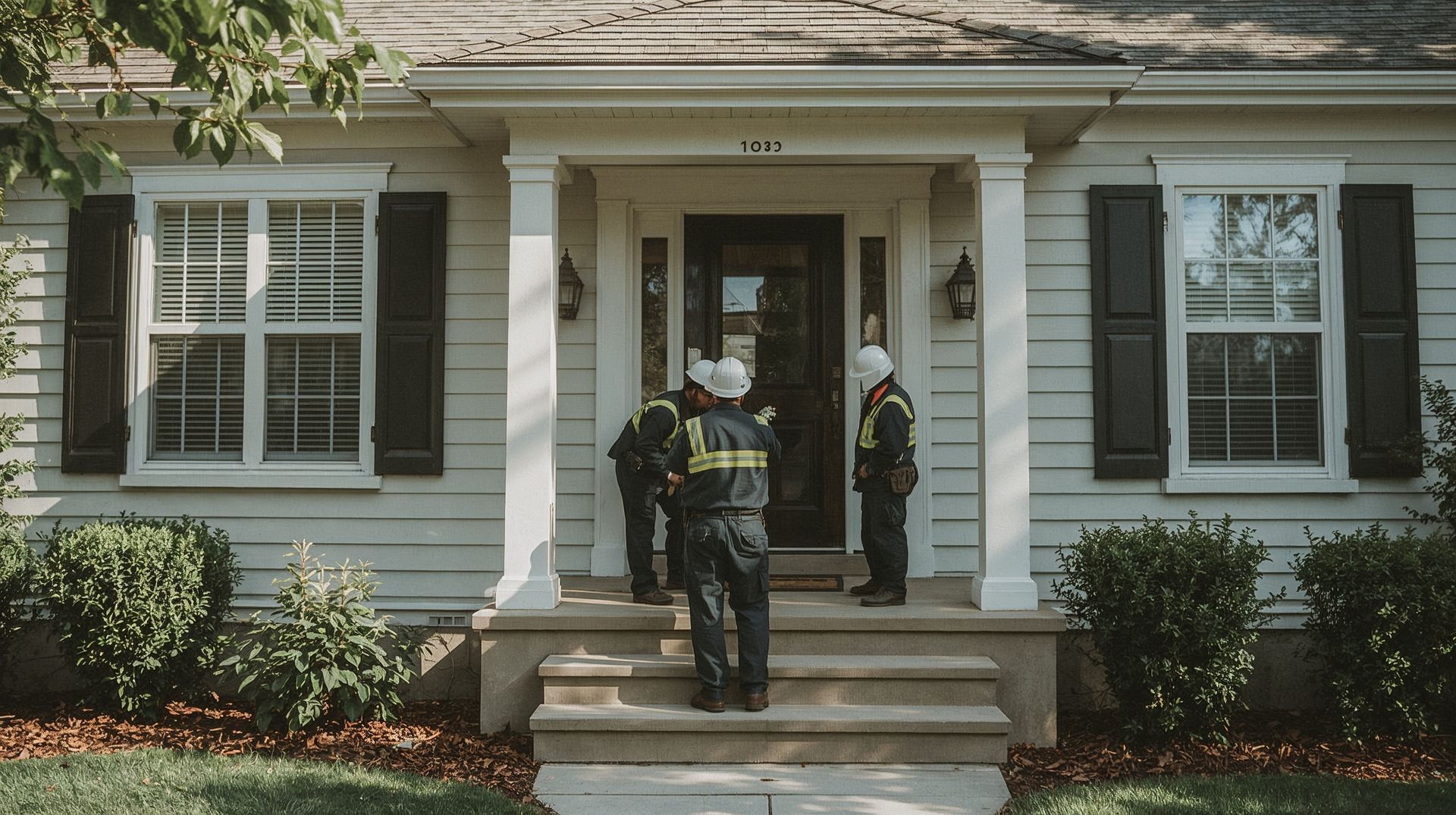Property preservation crew securing residential home for HUD and REO compliance — veteran-owned preservation and inspection team in Kissimmee, Florida.