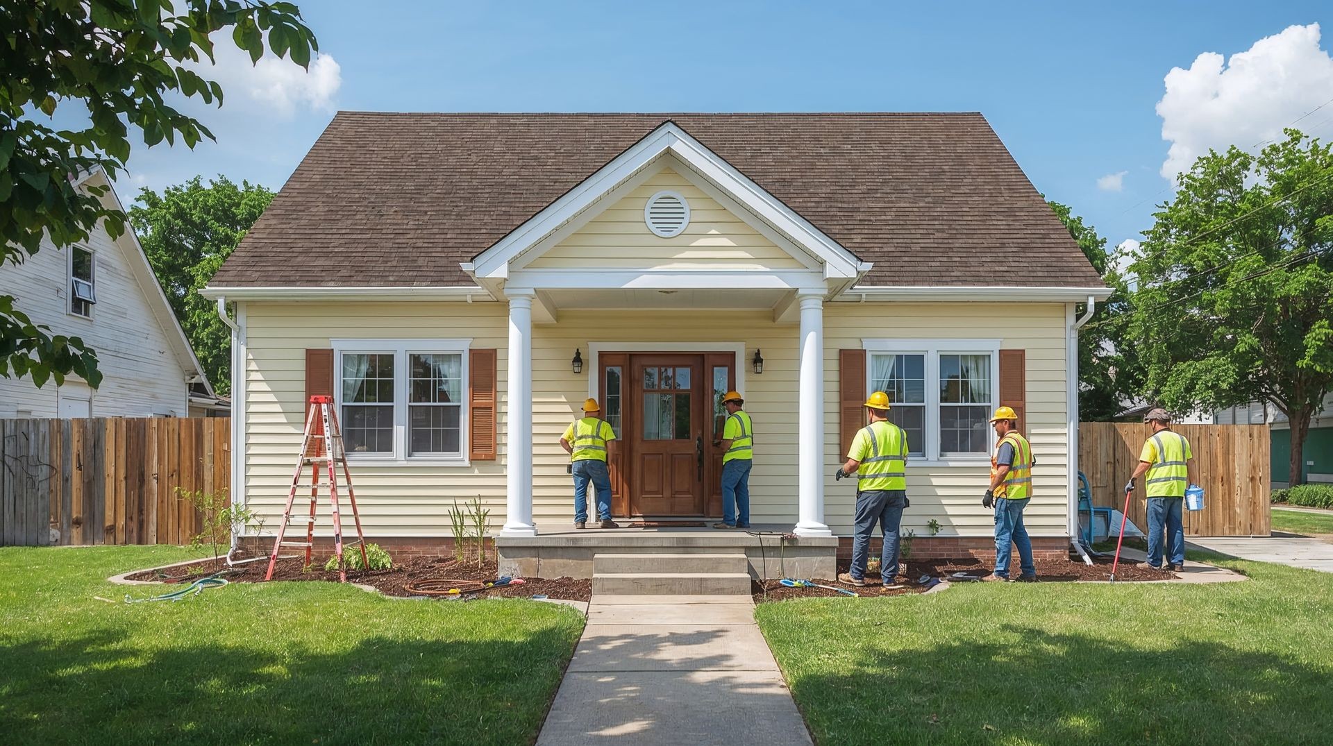 Preservation team preparing HUD-compliant residential property for inspection — Morale Logistics real estate and REO readiness services.